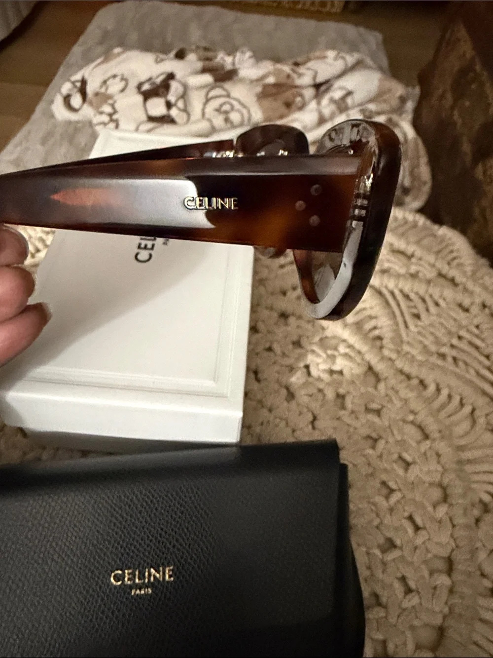 Celine Brown Tortoiseshell Cat-Eye Sunglasses with Case